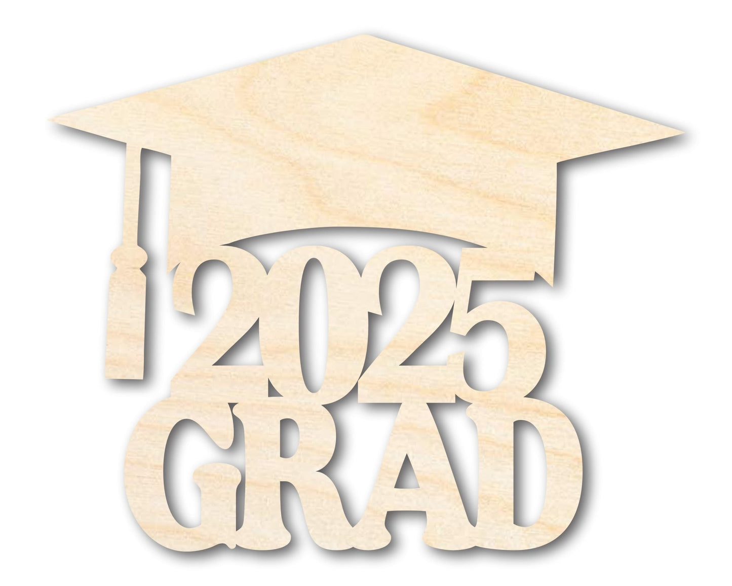 Unfinished Wood 2025 Grad Shape | DIY Craft Cutout | up to 46" DIY - NameSigns.com