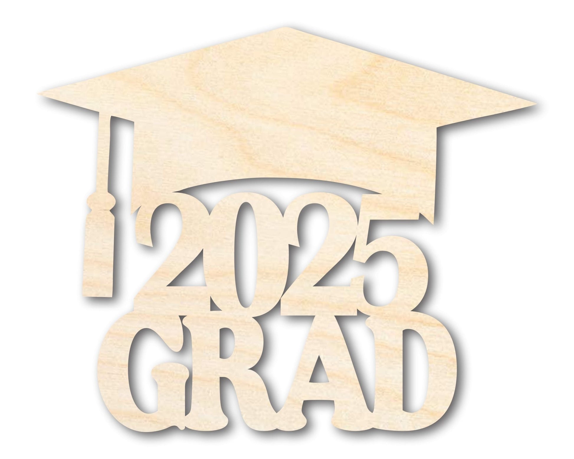 Unfinished Wood 2025 Grad Shape | DIY Craft Cutout | up to 46" DIY - NameSigns.com