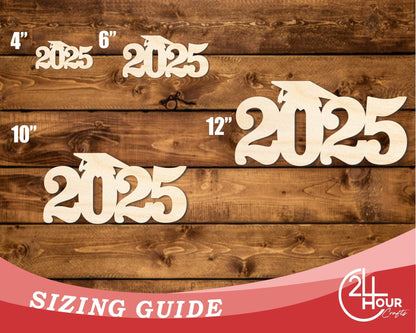 Unfinished Wood 2025 Grad Shape | DIY Craft Cutout | up to 46" DIY - NameSigns.com