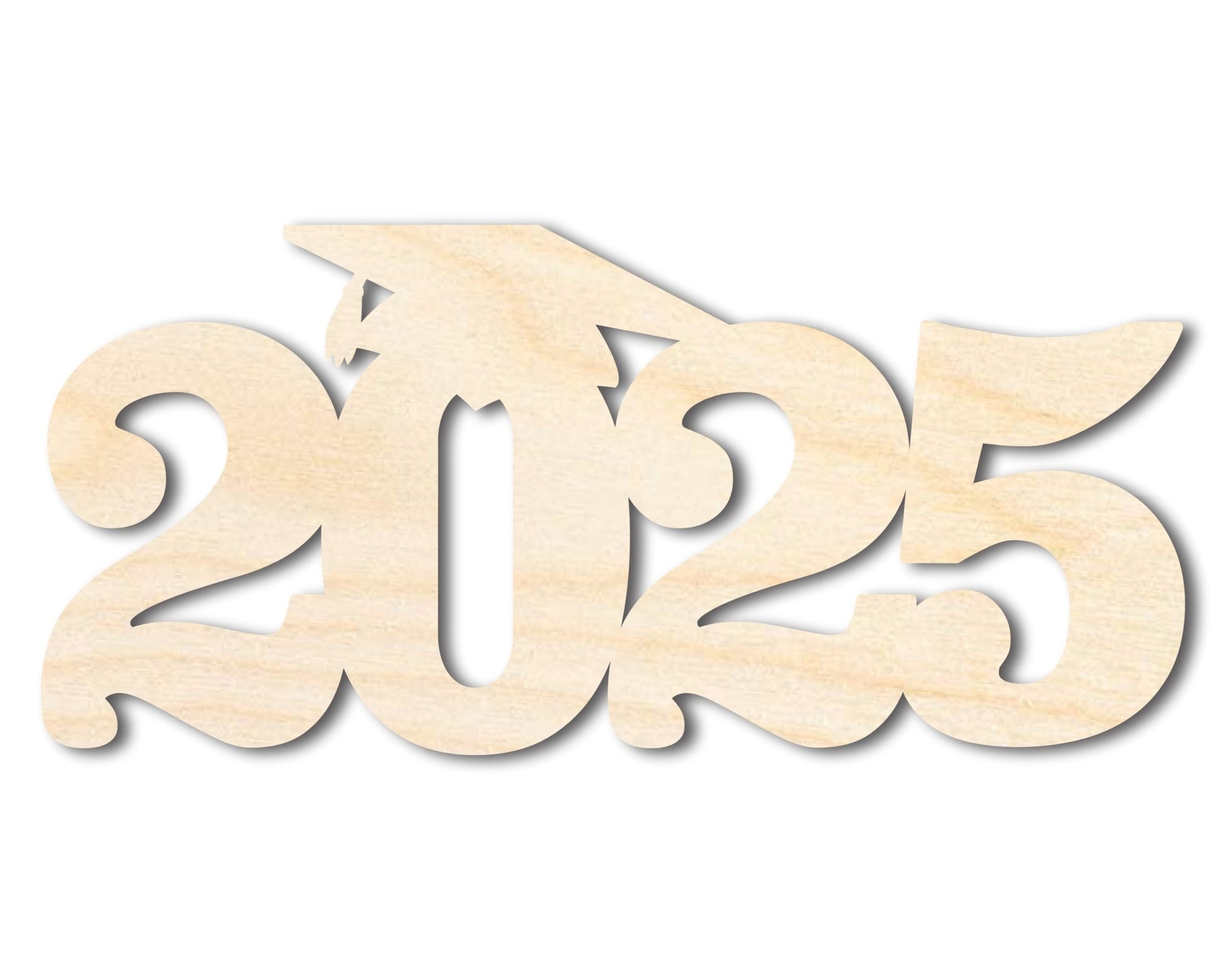 Unfinished Wood 2025 Grad Shape | DIY Craft Cutout | up to 46" DIY - NameSigns.com