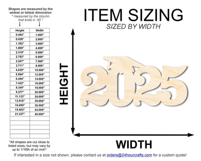 Unfinished Wood 2025 Grad Shape | DIY Craft Cutout | up to 46" DIY - NameSigns.com