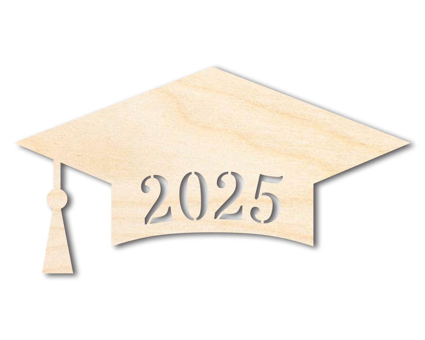 Unfinished Wood 2025 Graduation Cap Shape | DIY Craft Cutout | up to 46" DIY - NameSigns.com