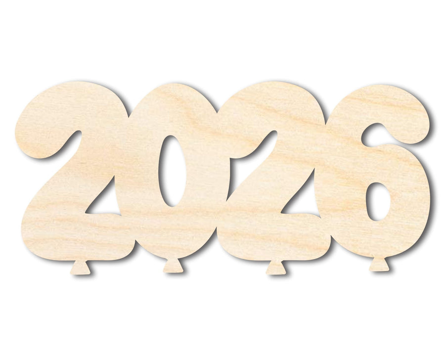 Unfinished Wood 2026 Balloons Shape | DIY Craft Cutout | up to 46" DIY - NameSigns.com