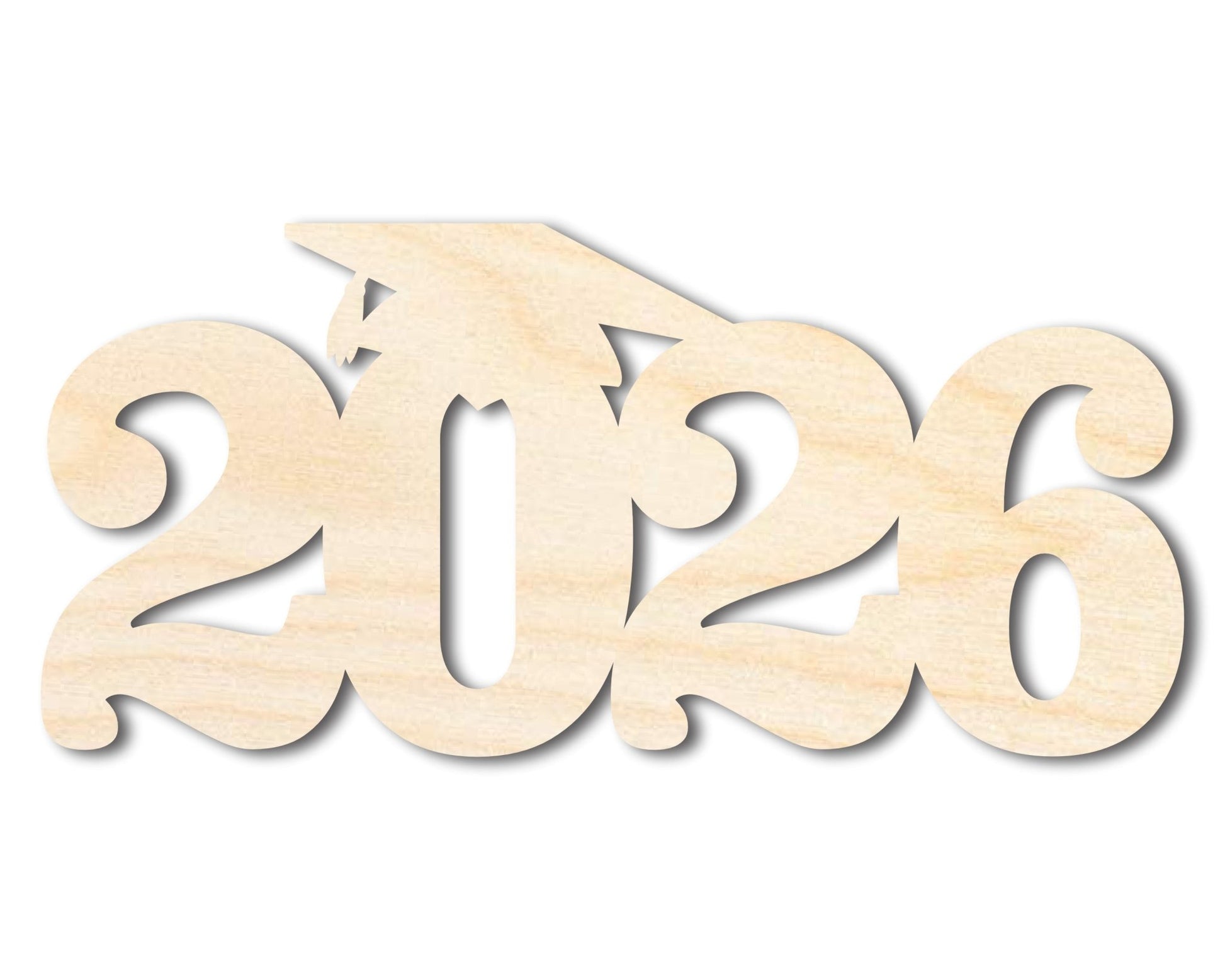 Unfinished Wood 2026 Grad Cap Shape | DIY Craft Cutout | up to 46" DIY - NameSigns.com