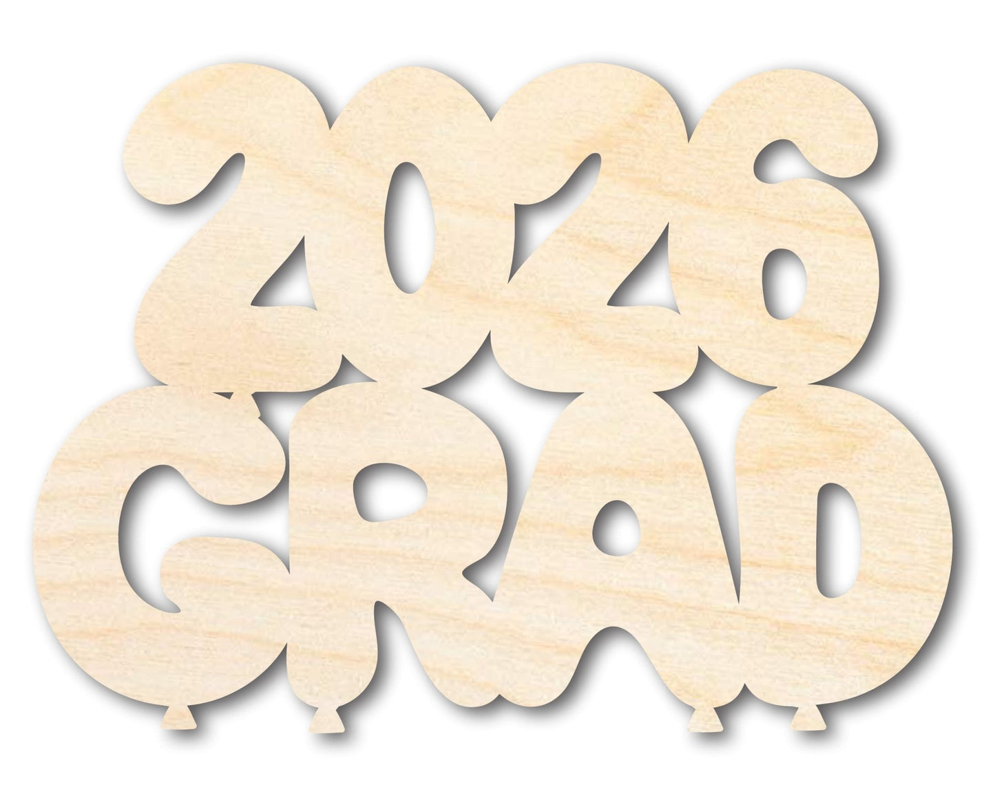 Unfinished Wood 2026 Grad Shape | DIY Craft Cutout | up to 46" DIY - NameSigns.com