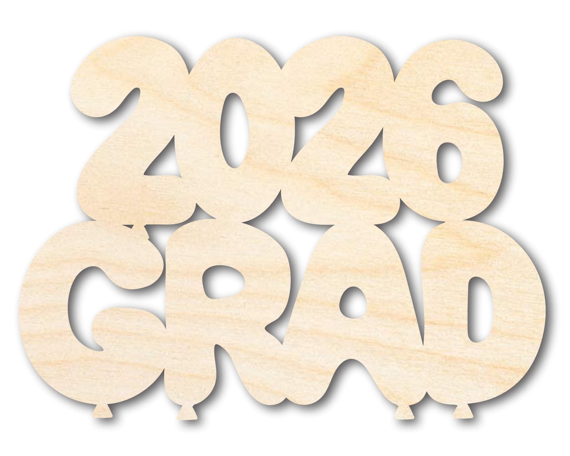 Unfinished Wood 2026 Grad Shape | DIY Craft Cutout | up to 46" DIY - NameSigns.com