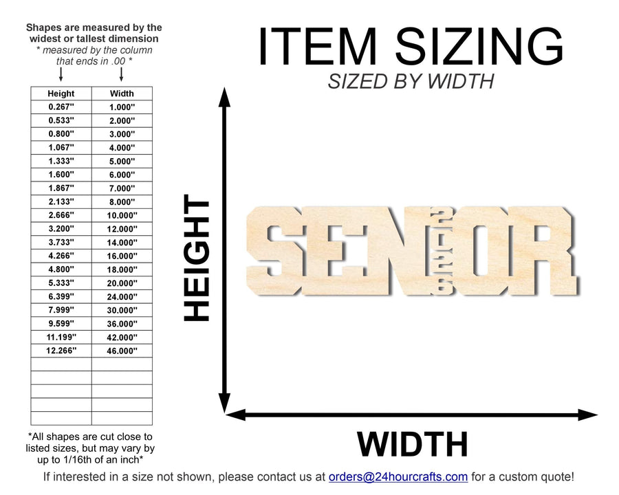 Unfinished Wood 2026 Senior Shape | DIY Craft Cutout | up to 46" DIY - NameSigns.com