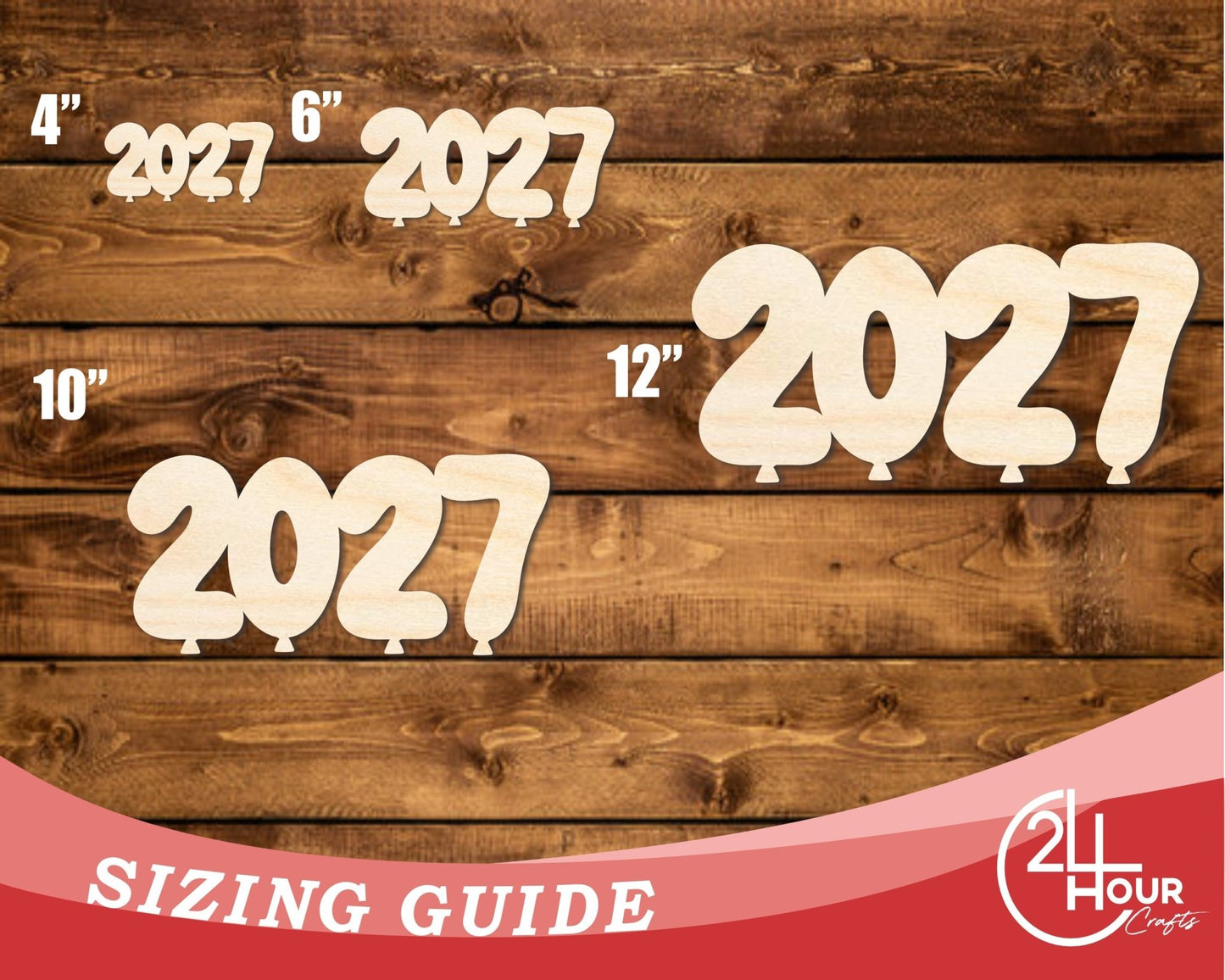 Unfinished Wood 2027 Balloons Shape | DIY Craft Cutout | up to 46" DIY - NameSigns.com