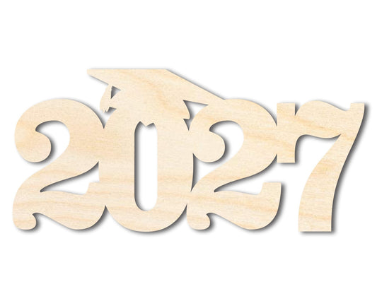 Unfinished Wood 2027 Grad Cap Shape | DIY Craft Cutout | up to 46" DIY - NameSigns.com