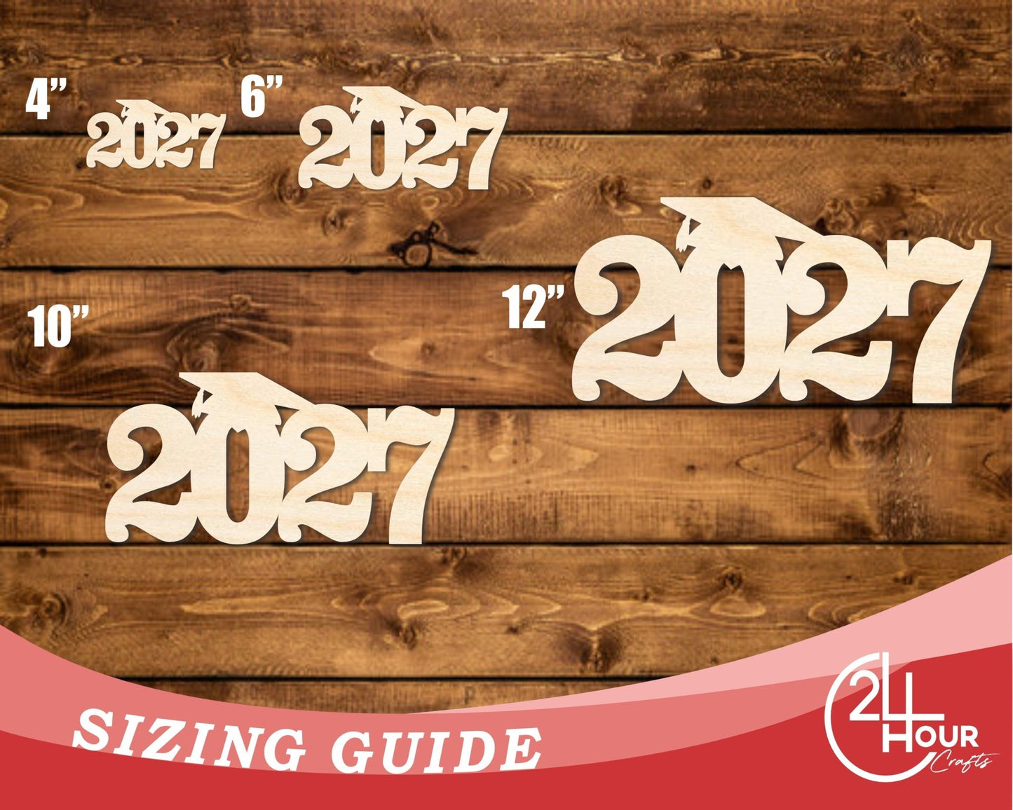 Unfinished Wood 2027 Grad Cap Shape | DIY Craft Cutout | up to 46" DIY - NameSigns.com