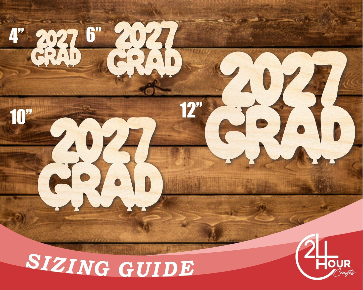 Unfinished Wood 2027 Grad Shape | DIY Craft Cutout | up to 46" DIY - NameSigns.com