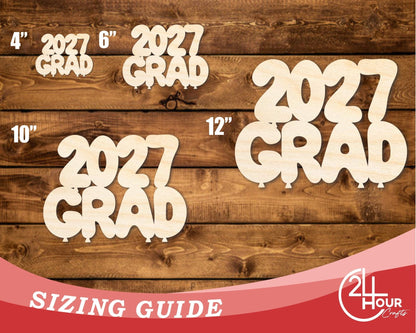 Unfinished Wood 2027 Grad Shape | DIY Craft Cutout | up to 46" DIY - NameSigns.com