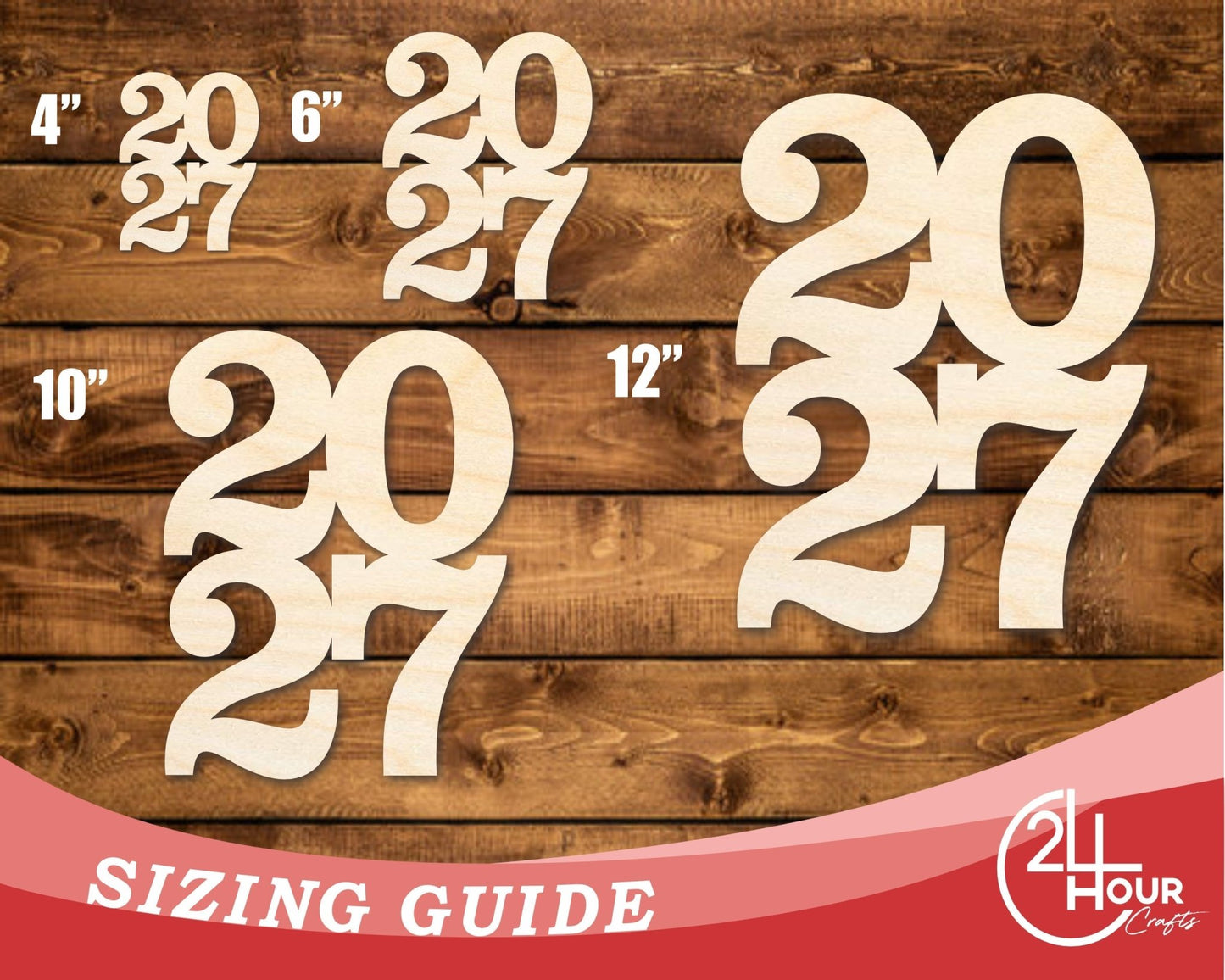 Unfinished Wood 2027 Shape | DIY Craft Cutout | up to 46" DIY - NameSigns.com