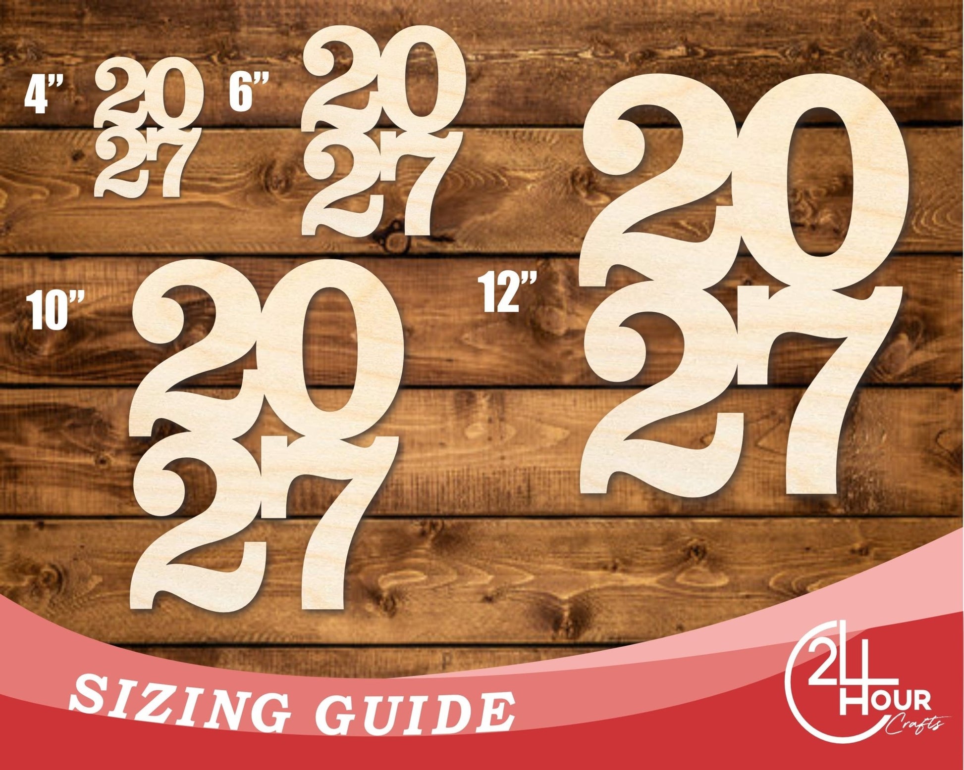 Unfinished Wood 2027 Shape | DIY Craft Cutout | up to 46" DIY - NameSigns.com