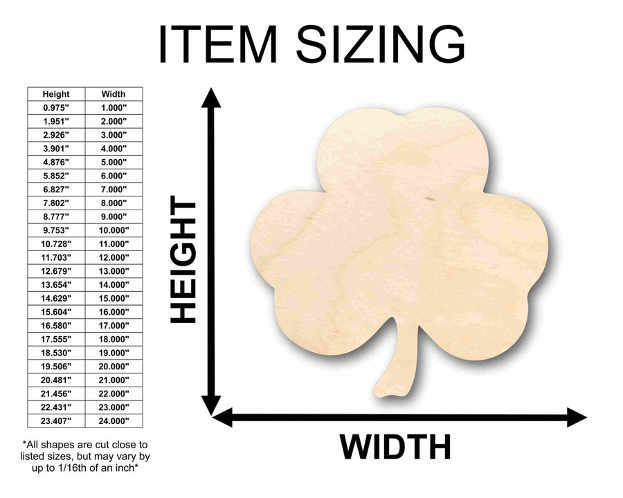 Unfinished Wood 3 Leaf Clover Silhouette - Craft - up to 46" DIY - NameSigns.com
