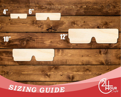 Unfinished Wood 3D Glasses Shape | DIY Craft Cutout | up to 46" DIY - NameSigns.com