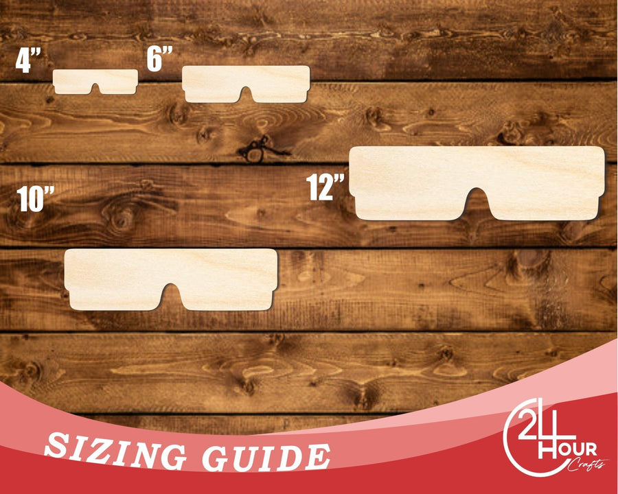 Unfinished Wood 3D Glasses Shape | DIY Craft Cutout | up to 46" DIY - NameSigns.com