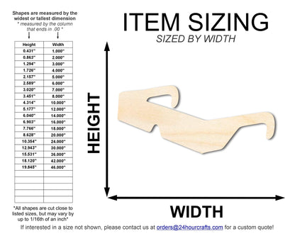 Unfinished Wood 3D Glasses Shape | DIY Craft Cutout | up to 46" DIY - NameSigns.com