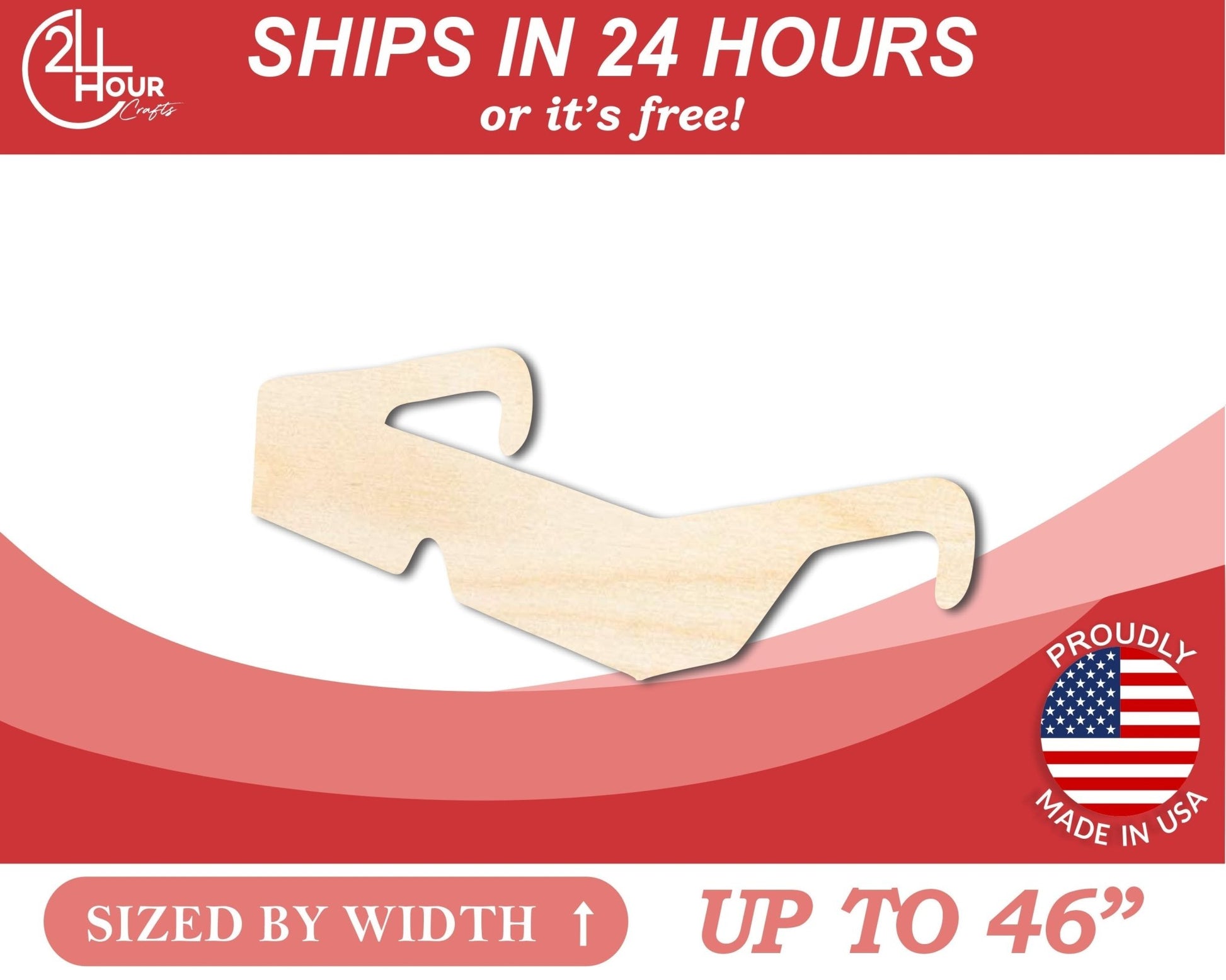 Unfinished Wood 3D Glasses Shape | DIY Craft Cutout | up to 46" DIY - NameSigns.com