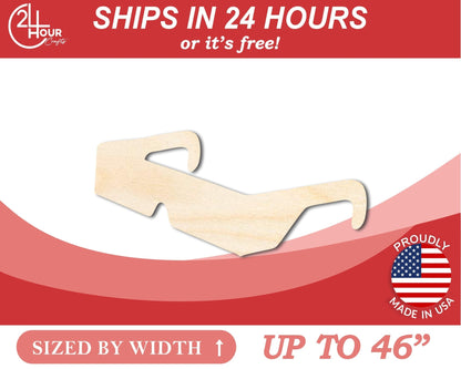 Unfinished Wood 3D Glasses Shape | DIY Craft Cutout | up to 46" DIY - NameSigns.com