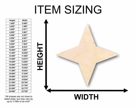 Unfinished Wood 4 Point Star Silhouette - Craft - up to 46" DIY - NameSigns.com