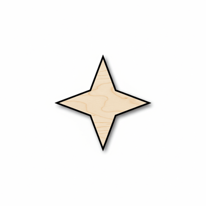 Unfinished Wood 4 Point Star Silhouette - Craft - up to 46" DIY - NameSigns.com
