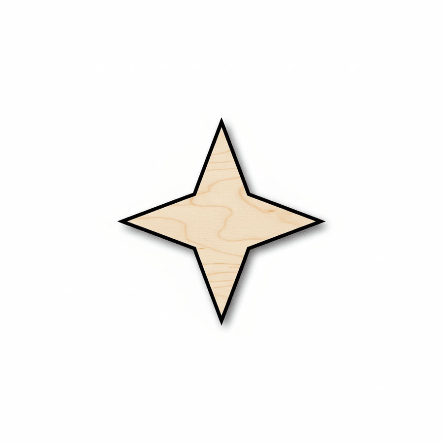 Unfinished Wood 4 Point Star Silhouette - Craft - up to 46" DIY - NameSigns.com