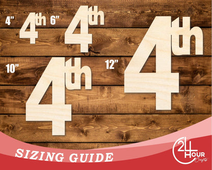 Unfinished Wood 4th Cutout | DIY Craft Cutout | up to 46" DIY - NameSigns.com