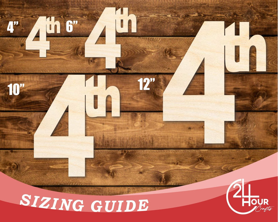 Unfinished Wood 4th Cutout | DIY Craft Cutout | up to 46" DIY - NameSigns.com