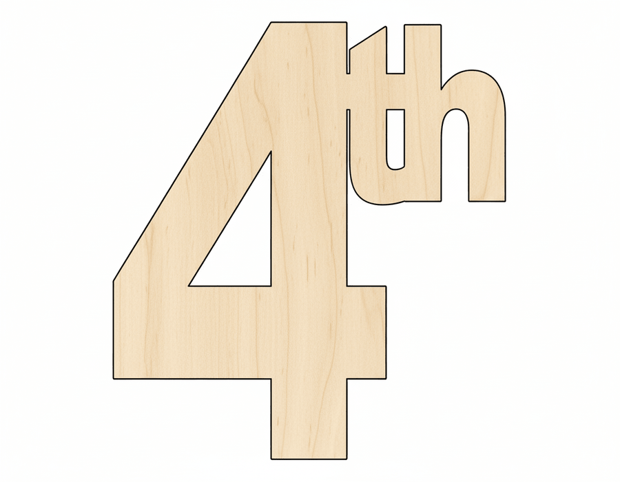 Unfinished Wood 4th Cutout | DIY Craft Cutout | up to 46" DIY - NameSigns.com