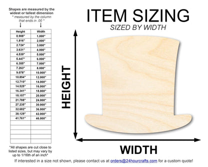 Unfinished Wood Abraham Lincoln Hat Silhouette | Craft Cutout | Up to 36" DIY - NameSigns.com