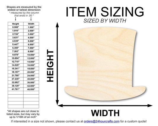 Unfinished Wood Abraham Lincoln Hat Silhouette | Craft Cutout | Up to 36" DIY - NameSigns.com