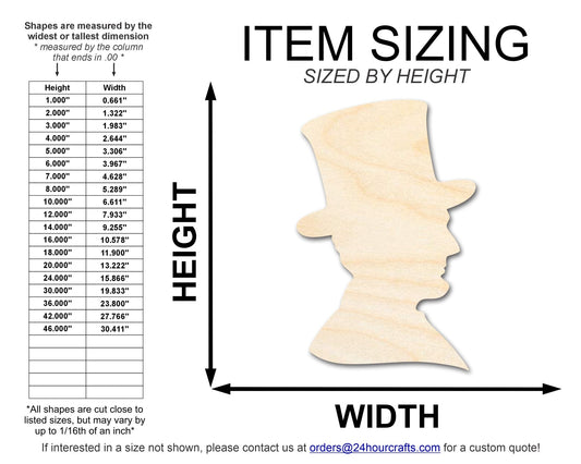 Unfinished Wood Abraham Lincoln Silhouette | DIY American History Craft Cutout | Up to 36" - NameSigns.com