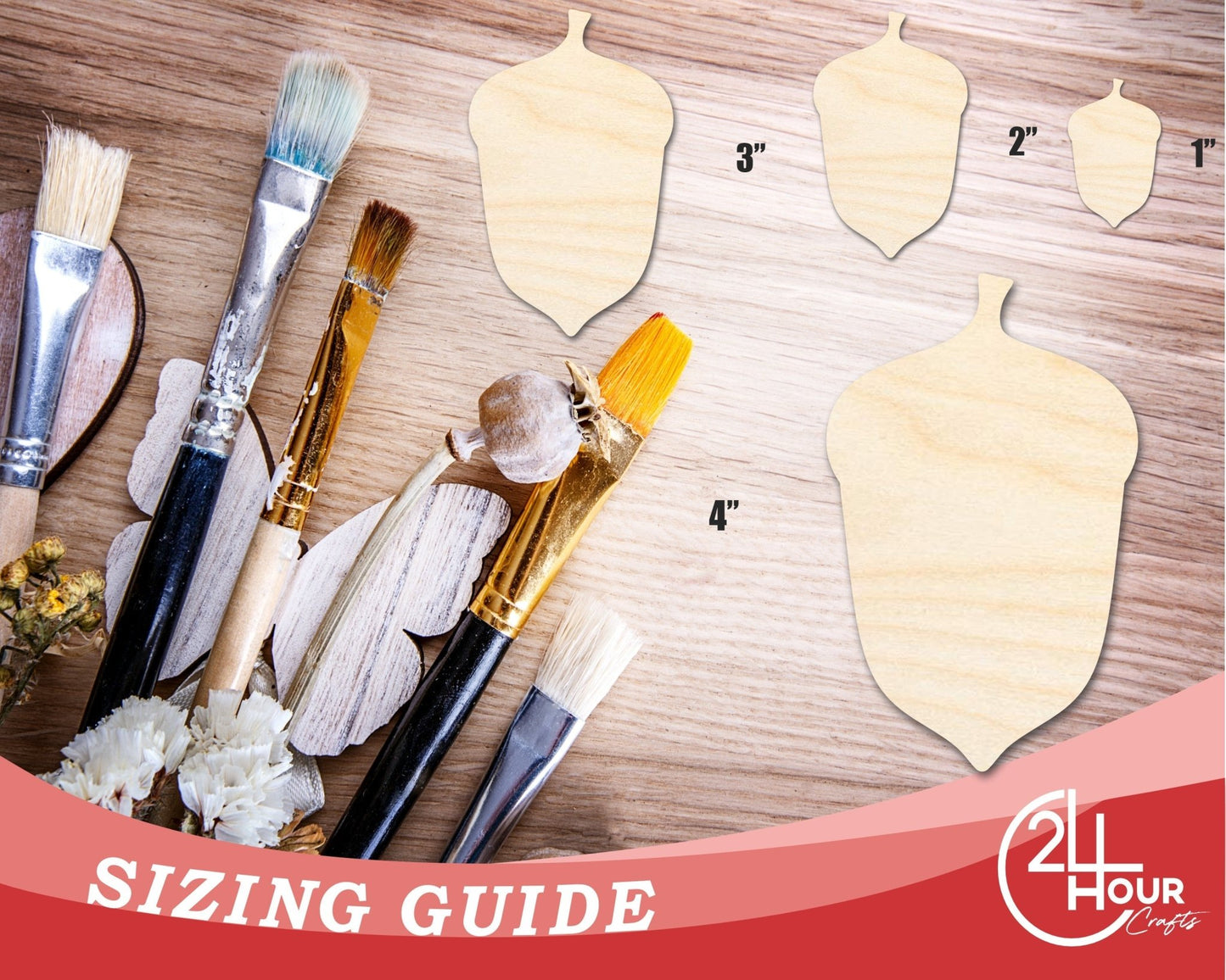 Unfinished Wood Acorn Shape | DIY Fall Forest Craft Cutout | Up to 36" - NameSigns.com
