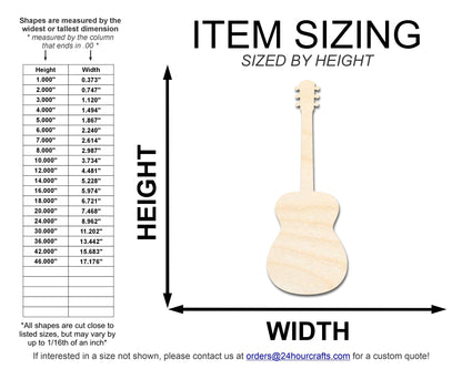 Unfinished Wood Acoustic Guitar | DIY Music Craft Cutout | up to 46" - NameSigns.com