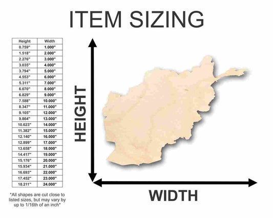 Unfinished Wood Afghanistan Shape - Country - Craft - up to 46" DIY - NameSigns.com