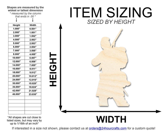 Unfinished Wood Aiming Soldier Shape | DIY Craft Cutout | up to 46" DIY - NameSigns.com