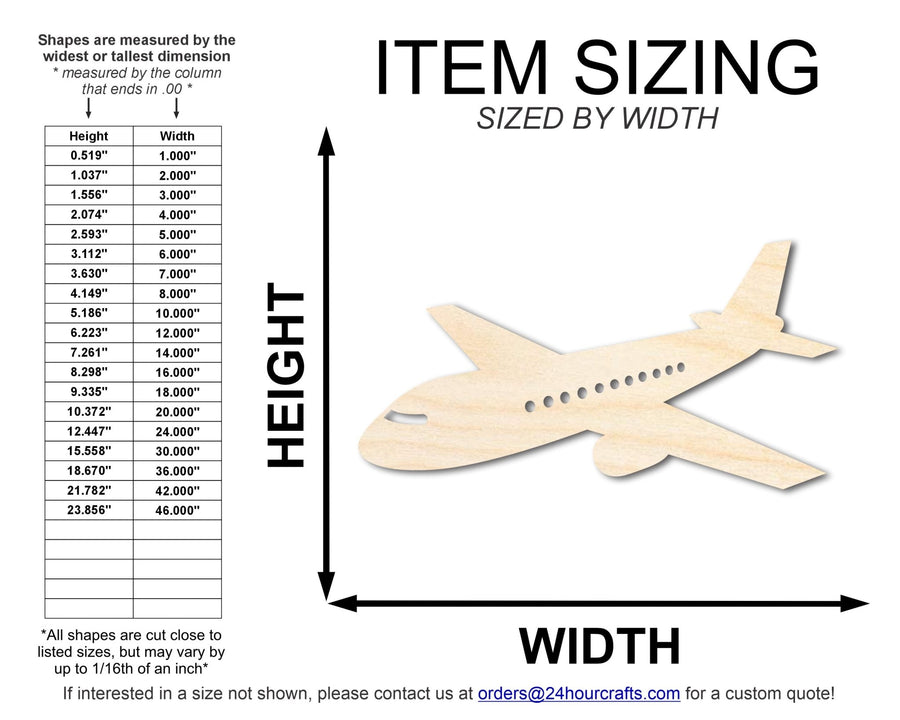 Unfinished Wood Air Plane Shape | DIY Craft Cutout | up to 46" DIY - NameSigns.com