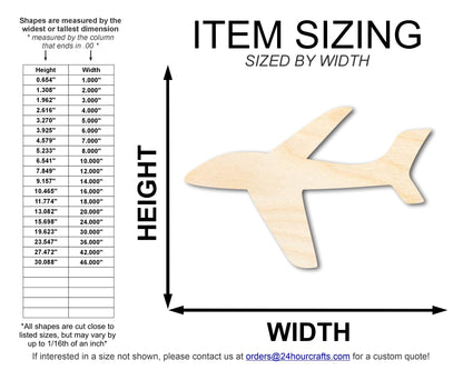 Unfinished Wood Airplane Shape | Craft Cutout | Up to 36" - NameSigns.com