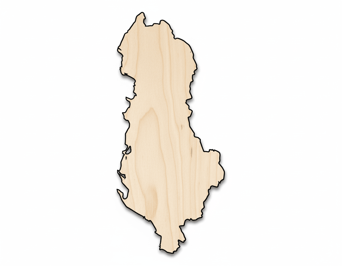 Unfinished Wood Albania Country Shape - Southeast Europe Craft - up to 46" DIY - NameSigns.com