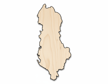Unfinished Wood Albania Country Shape - Southeast Europe Craft - up to 46" DIY - NameSigns.com