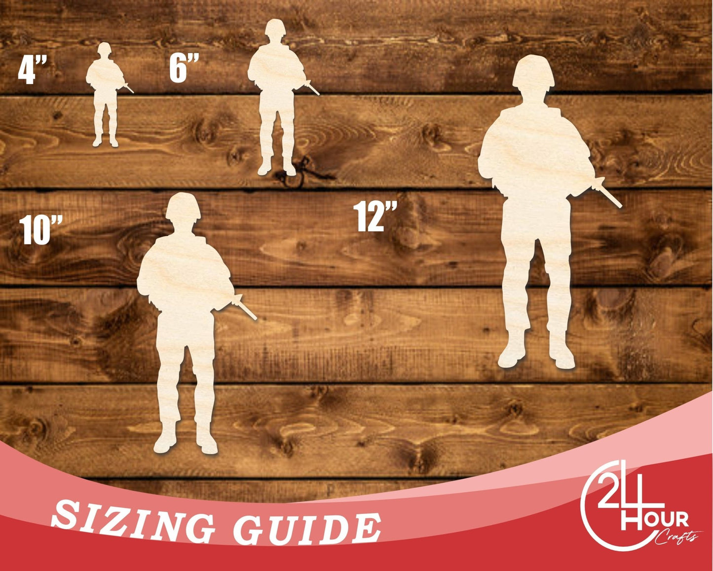 Unfinished Wood American Soldier Shape | DIY Craft Cutout | up to 46" DIY - NameSigns.com