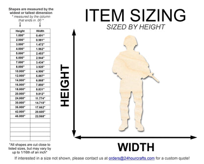 Unfinished Wood American Soldier Shape | DIY Craft Cutout | up to 46" DIY - NameSigns.com