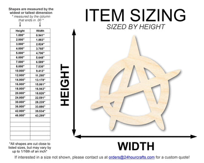 Unfinished Wood Anarchy Symbol | DIY Craft Cutout | Up to 36" - NameSigns.com