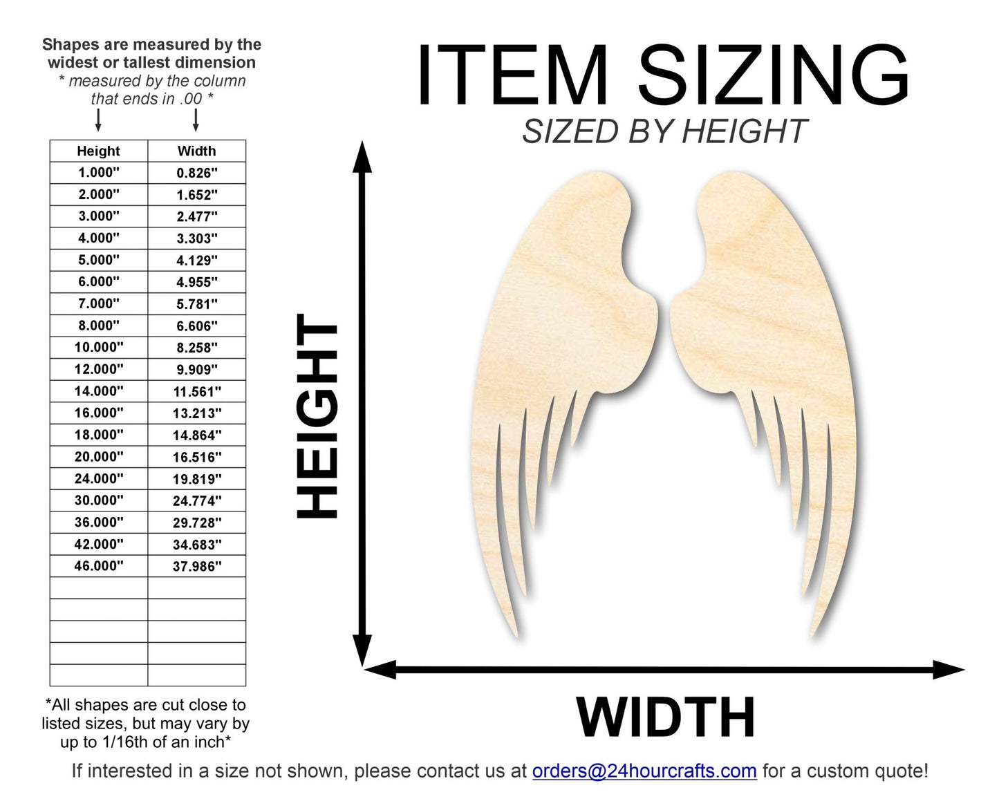 Unfinished Wood Angel Wings | 2 Wings | DIY Angel Craft | Up to 36" - NameSigns.com