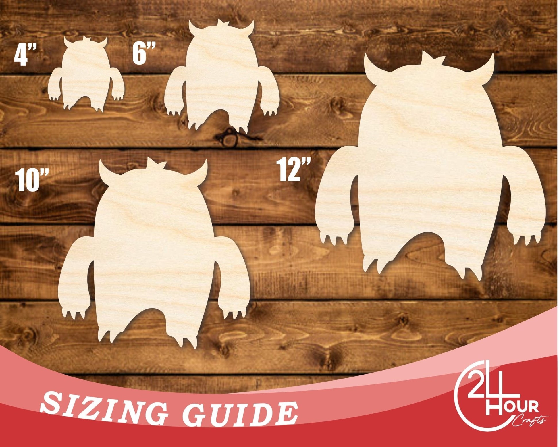 Unfinished Wood Angry Monster Shape | DIY Craft Cutout | up to 46" DIY - NameSigns.com
