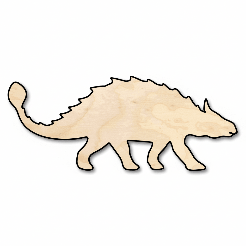 Unfinished Wood Ankylosaurus - DIY Wooden Dinosaur Craft | Baltic Birch Plywood Cutout - NameSigns.com
