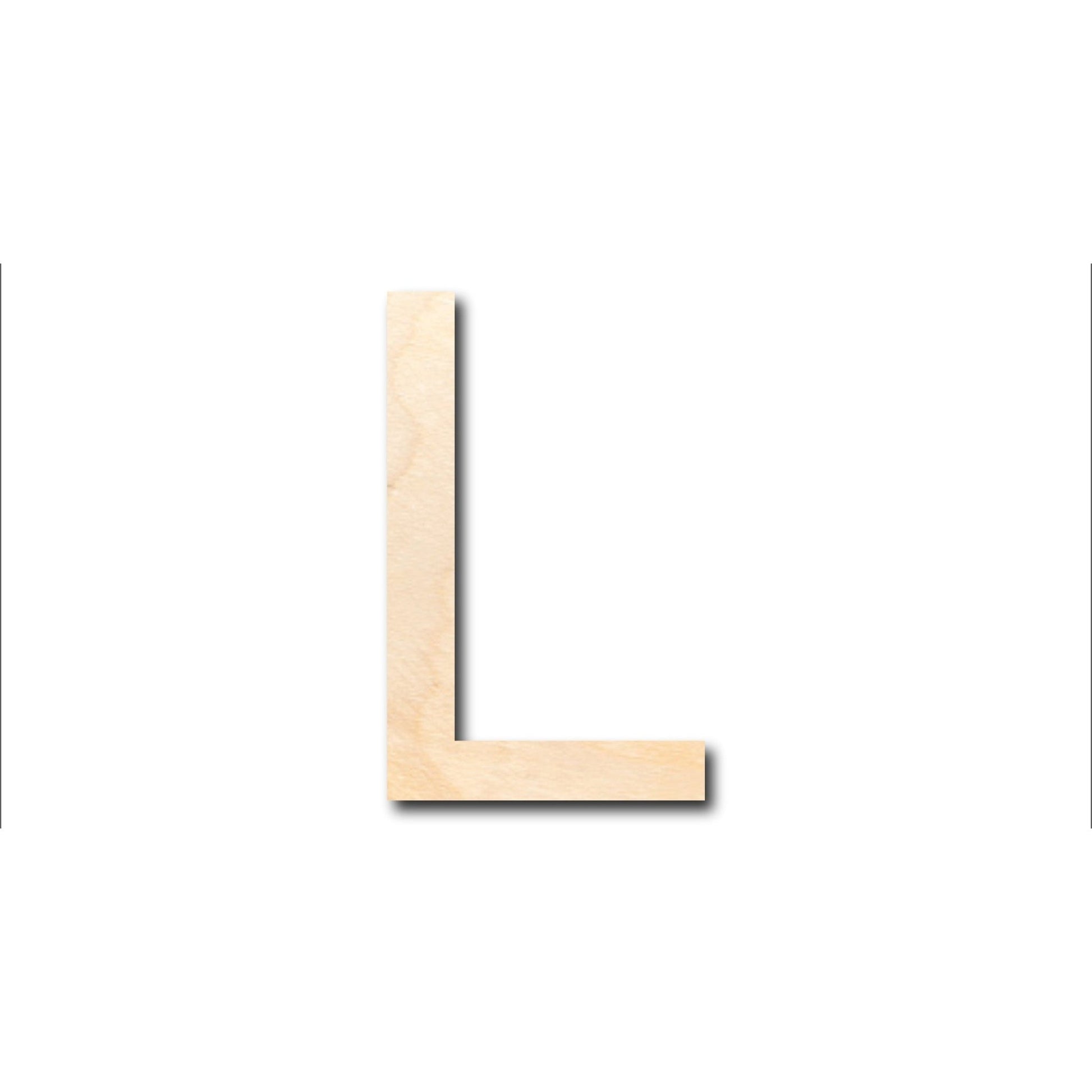 Unfinished Wood Arial Letter L Shape - Craft - up to 46" DIY - NameSigns.com