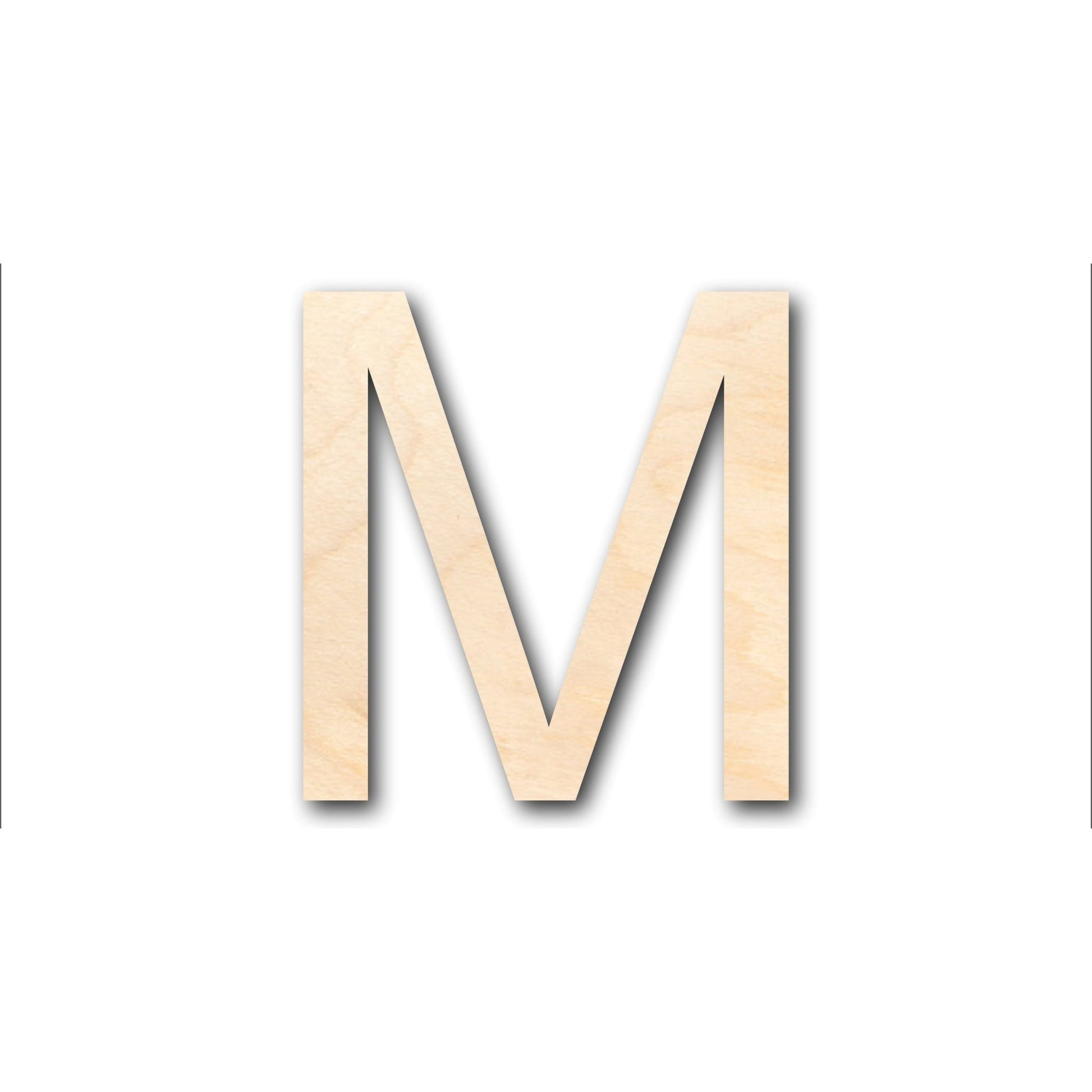 Unfinished Wood Arial Letter M Shape - Craft - up to 46" DIY - NameSigns.com