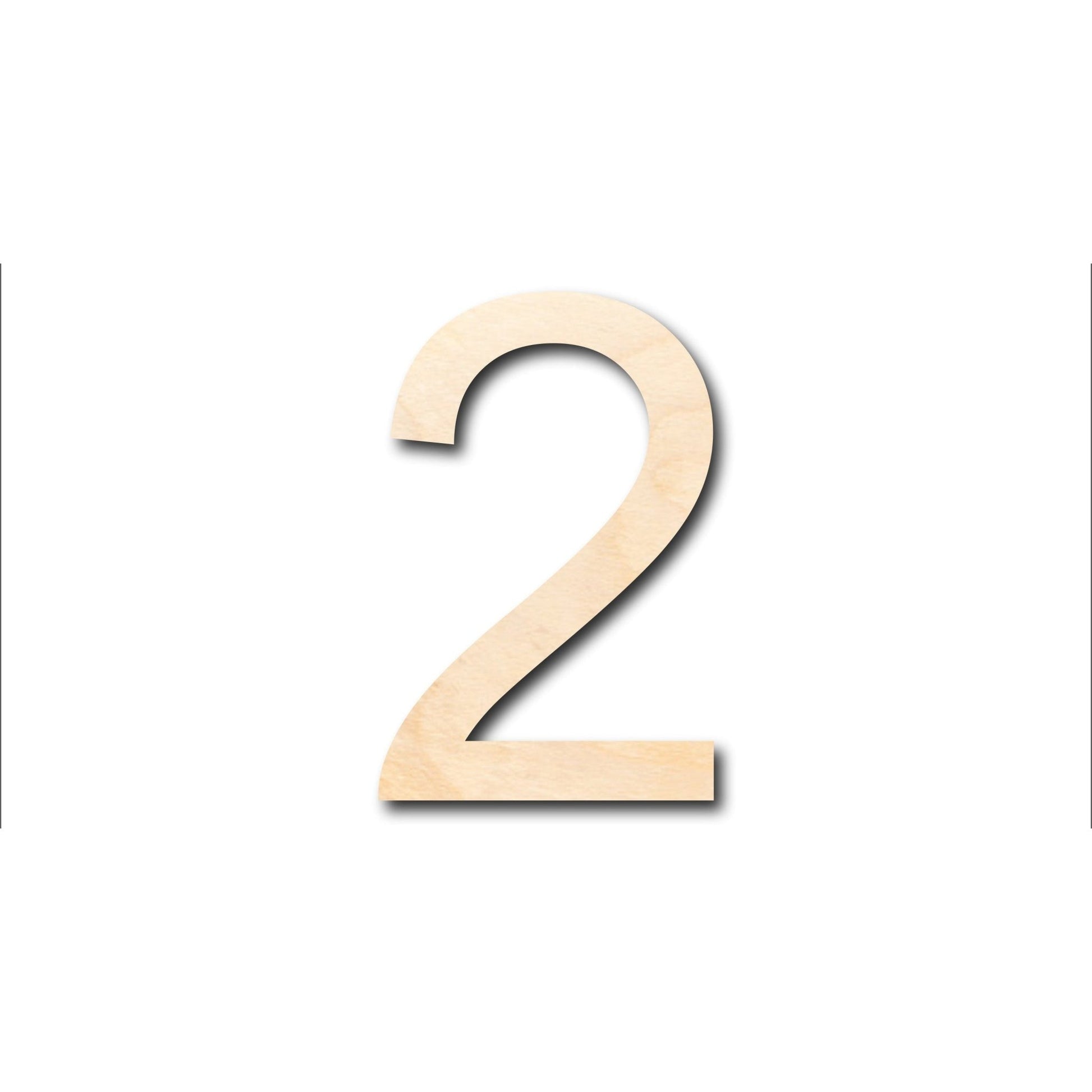 Unfinished Wood Arial Number 2 Shape - Craft - up to 46" DIY - NameSigns.com